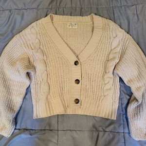 Poof! Cream Cable Knit Cardigan
